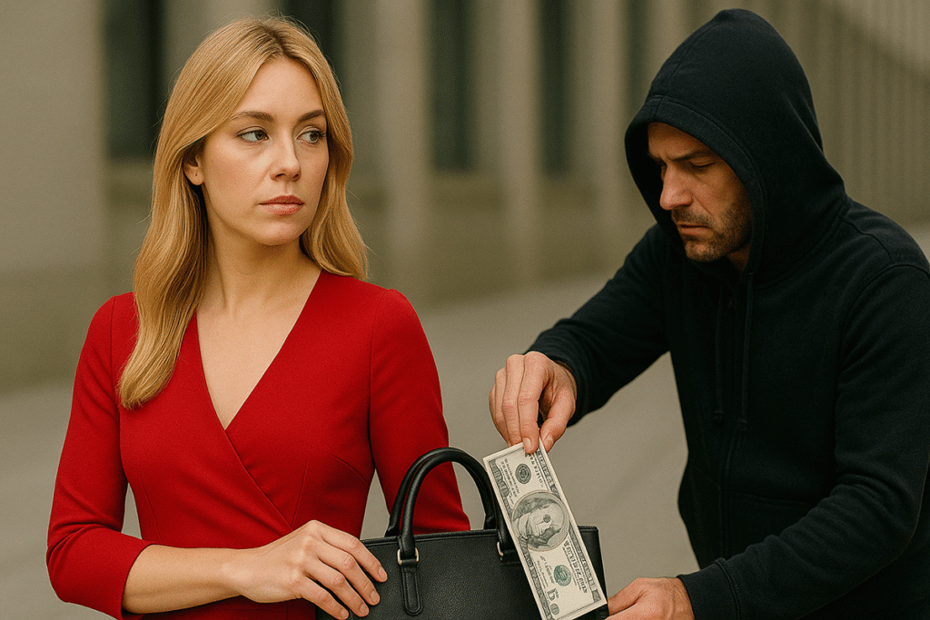 Thief taking money