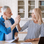 Happy Couple Doing Taxes